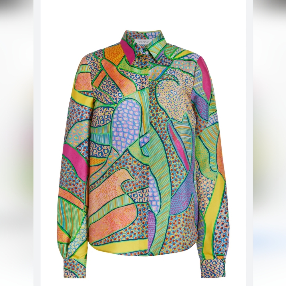 Gabriella Hearst Printes Silk Twill Top